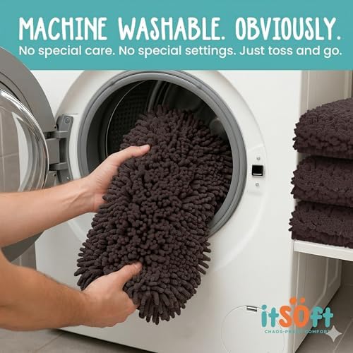 Standard Chenille Bath Mats 34"x21", Plush Absorbent Quick Dry, Soft & Machine Washable, Non Slip Carpet for Bathroom, Thick Bathroom Rugs, Shower Restroom Rug Mat, Alfombras De Bano, Bathrugs