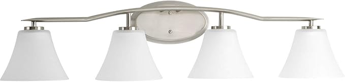 Progress Lighting P2007-09 Bravo Collection Etched Glass Modern Bath Vanity Light, 4-Light, Brushed Nickel