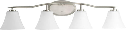 Progress Lighting P2007-09 Bravo Collection Etched Glass Modern Bath Vanity Light, 4-Light, Brushed Nickel