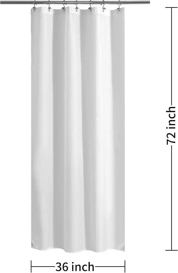 ALYVIA SPRING Stall Waterproof Fabric Shower Curtain or Liner White, 36x72 | 2 Magnets, Soft Cloth & Hotel Quality, Machine Washable, Light-Weight, Stall Size