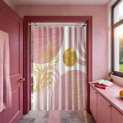 Light Pink and Gold Stall Shower Curtain, 48X72 in Narrow Small