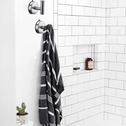 DGYB 17 Inch Brushed Nickel Towel Bar for Bathroom + Set of 2 Large Suction Cup Hooks for Shower