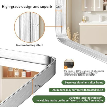 16" x 20" Brushed Nickel Bathroom Mirrors for Over Sink,AluminumFrame