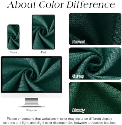 Naturoom Linen Shower Curtain 96 Inch Long for Bathroom Dark Green 1 Panel