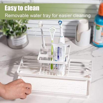 Toothbrush Holders Toothpaste Organizer Bathroom Accessories, White