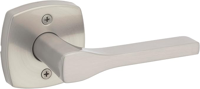 Kwikset Tripoli Lever Dummy Door Handle, Single Sided for Closets, French Double Doors, and Pantry, Satin Nickel Non-Turning Reversible Interior Push/Pull, with Microban Protection