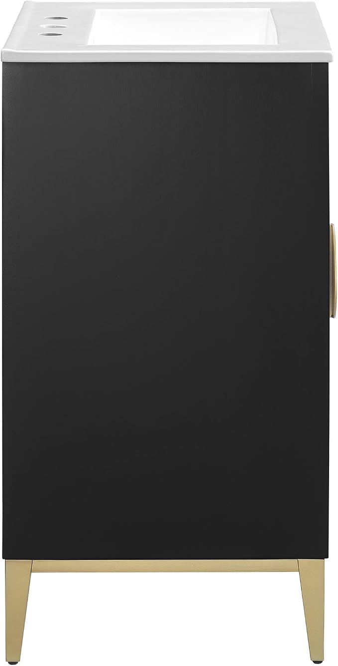 Modway Beau 24 Inch Wood Bathroom Vanity Cabinet in White Black