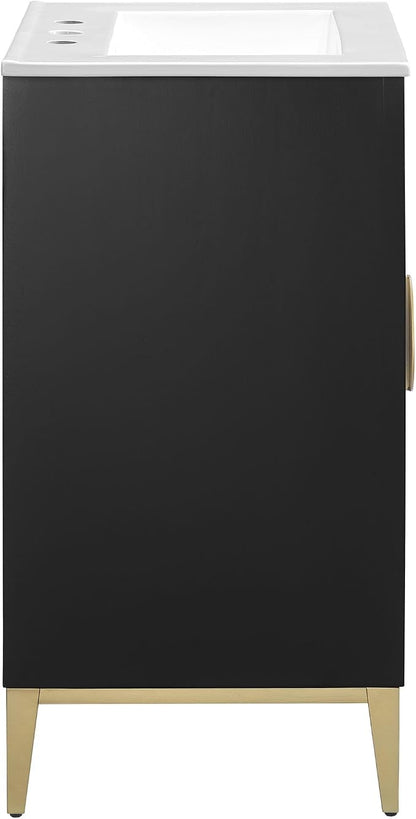 Modway Beau 24 Inch Wood Bathroom Vanity Cabinet in White Black