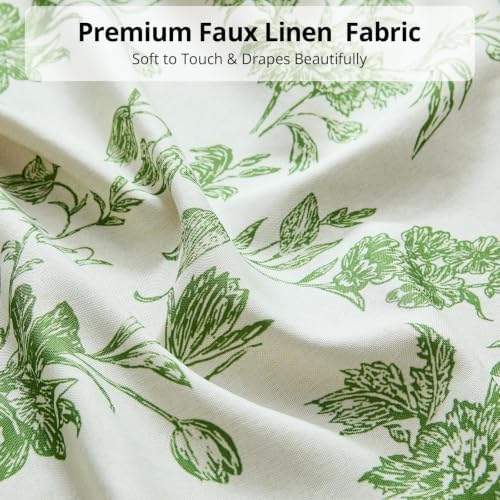 Warmstar Farmhouse Shower Curtain,Green Floral Shower Curtain for Bathroom Linen Look Vintage Shower Curtain with Weighted Hem,72" W x 72" L
