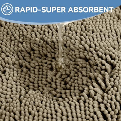 Bcoimo Bath Rug Mat,30x20 Chenille High Absorbent Latte Bathrom Floor Mats