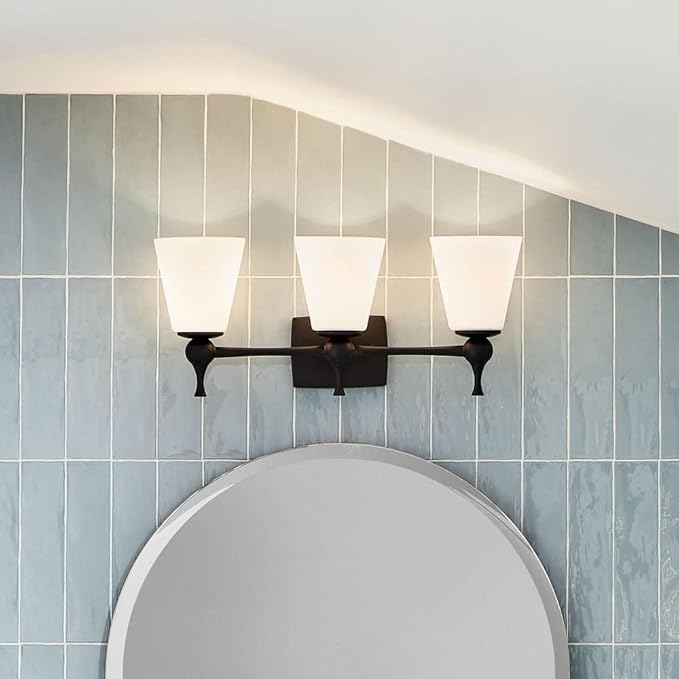 Kichler Cosabella 24 Inch 3 Light Vanity Light with Satin Etched Case Opal in Black