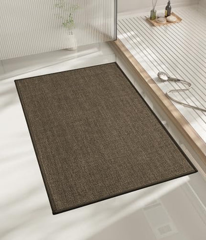 chakme Bathroom Rugs Mat 24x17, Ultra Thin Non Slip Bath Mat Small Quick Dry Absorbent Bath Mat for Bathroom Floor, (Brown, 24"x17")