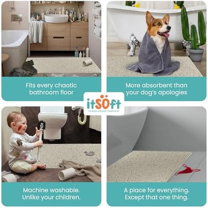 Chenille Bath Mats 71"x21", Plush Absorbent Quick Dry, Soft & Machine Washable, Non Slip Carpet for Bathroom, Thick Bathroom Rugs, Shower Restroom Rug Mat, Alfombras De Bano, Bathrugs