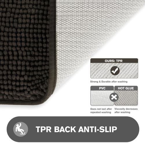 Bathroom Runner Rug 24 x 60 Inch – Extra Large Long Bath Mat | Absorbent and Washable Thick Chenille Bath Rug Non-Slip Runner Rug for Bathroom, Shower, Sink(Chocolate Brown)