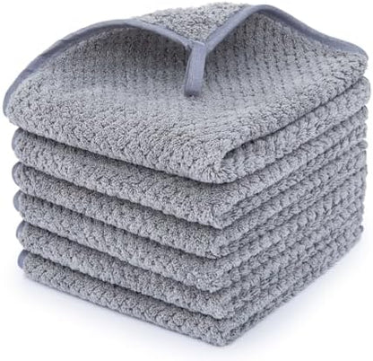 MaopaoBeauty Washcloth Set for Bathroom - Quick Drying - Ultra Soft Microfiber Absorbent Towel for Bath Fitness, Gym, Shower, Hotel, and Spa - 13x13 Inch | Set of 6, Grey