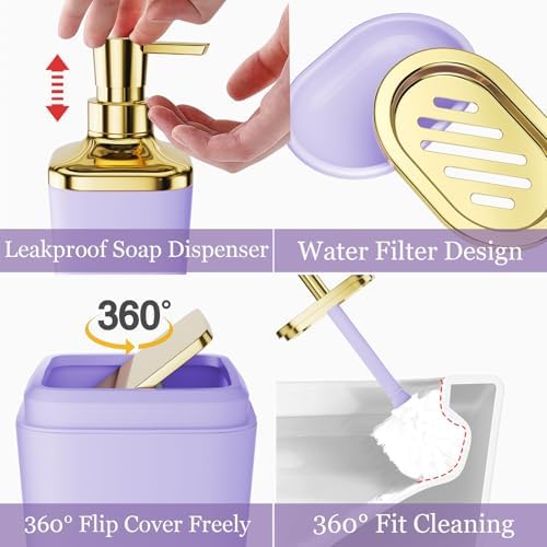 XLHOMO Bathroom Accessories Set - 26PCS Purple Bathroom Set, Bathroom Accessory Set with Shower Curtain and Rugs and Bathtub Mats for Home