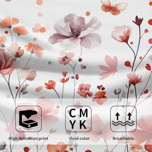 Wildflowers Hand Towel Set of 2, 14x28 Inch Orange Red Floral Butterfly Absorbent Soft Dish Washing Cloth Towels for Farmhouse Kitchen Bathroom Home Hotel Gym Spring Season Decor