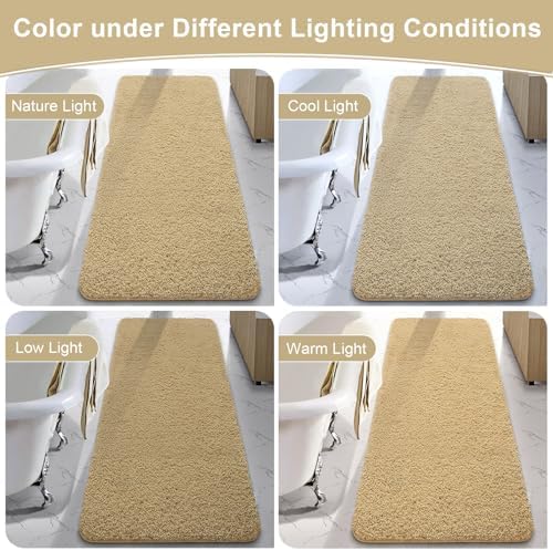 LOCHAS Bathroom Rug Runner 24x60 Inch, Bath Rugs Non Slip, Beige