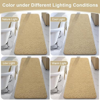 LOCHAS Bathroom Rug Runner 24x60 Inch, Bath Rugs Non Slip, Beige