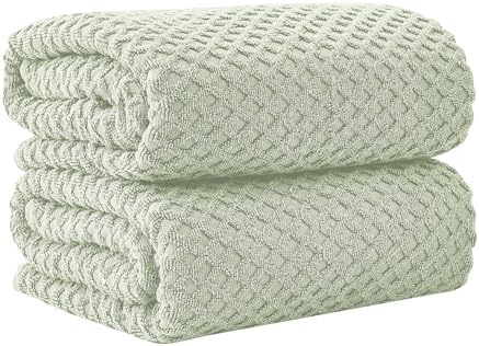 Great Bay Home Oversized Bath Sheets - 100% Cotton 2 Pack 68x35 Extra Large Towel - Absorbent, Durable, Quick-Dry Towels for Bathroom (Pale Green)