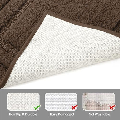 HOMEIDEAS Bathroom Rugs Sets 2 Piece, Super Soft and Absorbent Non Slip Microfiber U-Shaped Toilet Bath Mat Set (20"x32"+U20 x24, Brown)