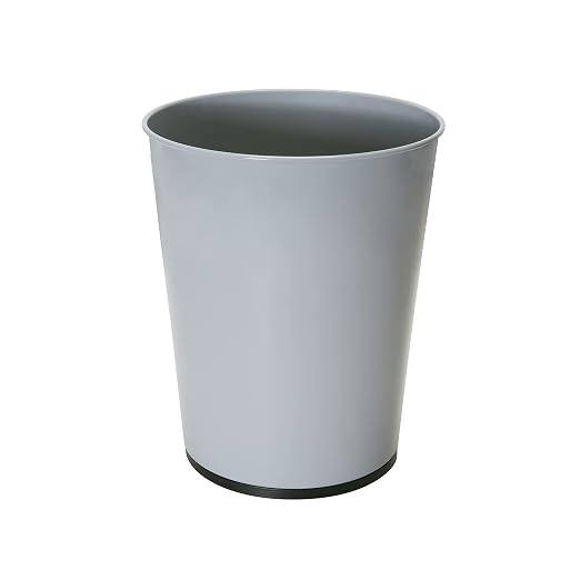 Bath Bliss 5 Liter Small Wastebasket | 2 Pack | Round Open Top | Trash Can | Bathroom | Bedroom | Kitchen | Office | Dorm | Disposal Waste Bin | Garbage | Grey