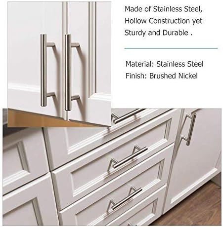 homdiy 15 Pack Brushed Nickel Cabinet Hardware Cabinet Pulls - HD201SN Cupboard Handles Modern Cabinet Door Handles 7-1/2inch Hole Center Modern T-Bar Pulls