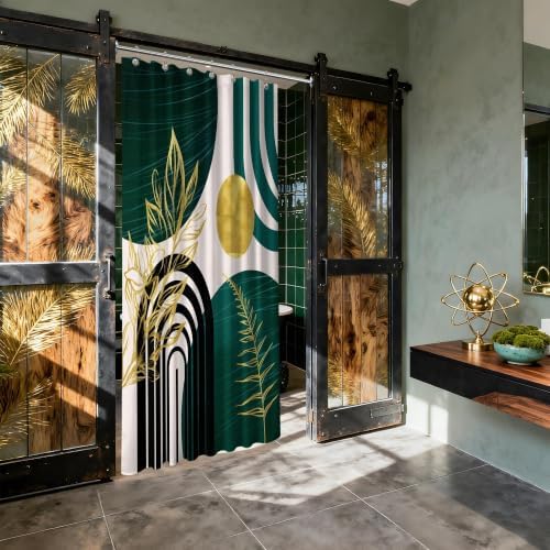 Emerald Green and Gold Stall Shower Curtain, 36X72 in Narrow Small