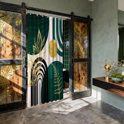 Emerald Green and Gold Stall Shower Curtain, 36X72 in Narrow Small