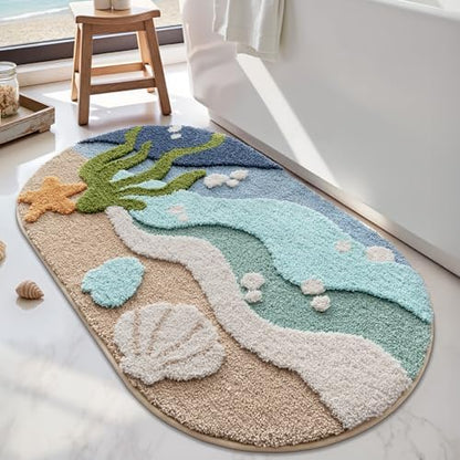 LUMI Beach Bathroom Rug Soft Microfiber Absorbent Bath Mat 24x44