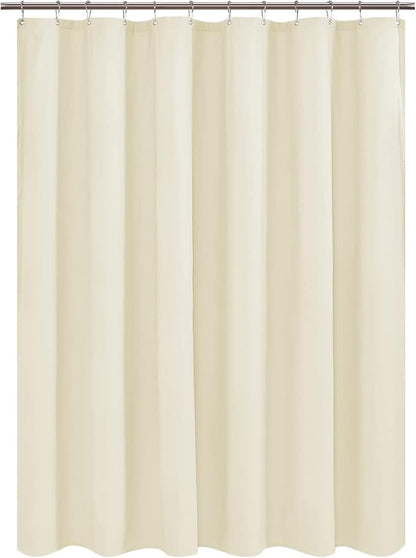 Embossed Microfiber Long Shower Curtain Liner 71 x 75 inches, Soft Fabric Shower Curtain Washable and Water Repellent,71x75, Cream