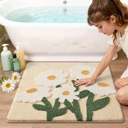 LUMI Square Bathroom Rug 32x32, Soft Absorbent Bath Mat, Non Slip