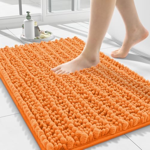 Smiry Bathroom Rugs 24X16, Extra Soft Rubber Backing Chenille Bath Mats