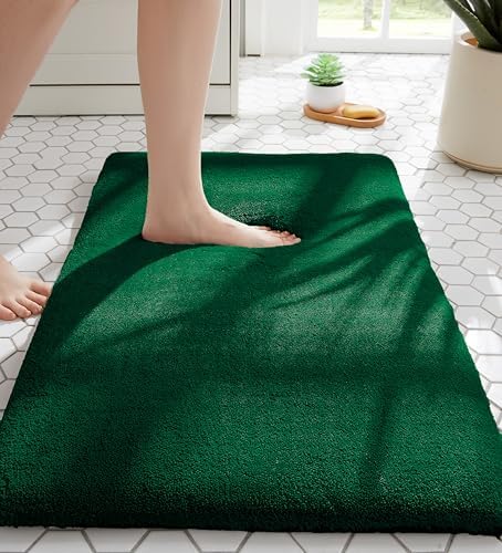MINIDEAR Bathroom Rugs 24x17 Dark Green - Thick Memory Foam Bath Mat, Ultra Soft & Plush Non-Slip, Quick Dry, Absorbent Washable Floor Microfiber Mat for, Home Decor Accessories