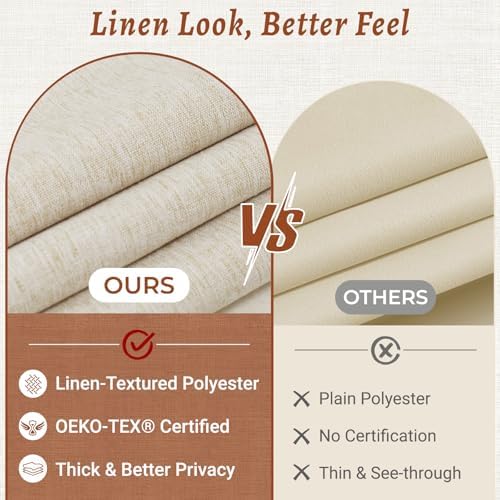 WONICY No Hook Shower Curtain with Liner for Bathroom, Cream, 71 x 86 Inch