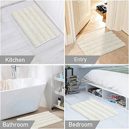 Turquoize Bathroom Rug Set, 2 Piece Soft Absorbent Chenille Bath Rug Set