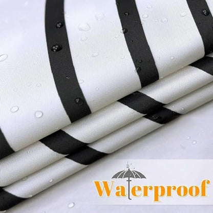 Boho Mid Century Leaf Shower Curtain Set,Arch Sun Design,Minimalistic Leaves Pattern,Waterproof and Luxurious Fabric-12 Hooks(Black-72" x 72")