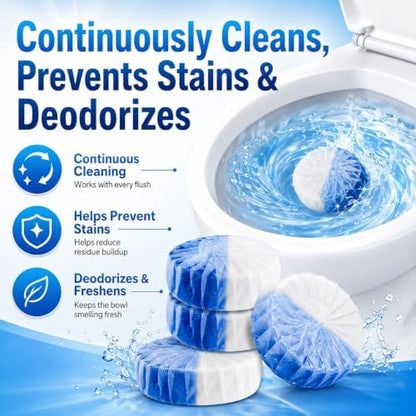 KIISIISO Toilet Bowl Cleaners 40 PACK, Long-Lasting Toilet Bowl Cleaner Tablets with Sustained-Release Technology Against Tough Stains,Automatic Toilet Cleaner for Deodorizing & Descaling