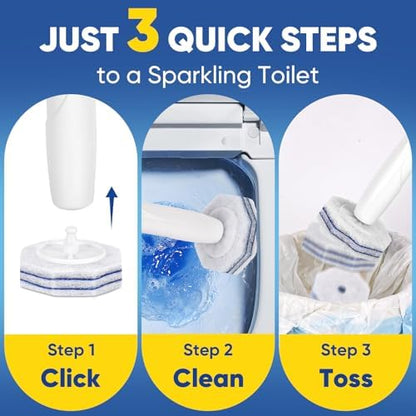 30Ct Aromative Toilet Brush Refills, Double-Layer Cleaning Pads Added, Compatible with Most Toilet Brushes， Blue Ocean（Patented）