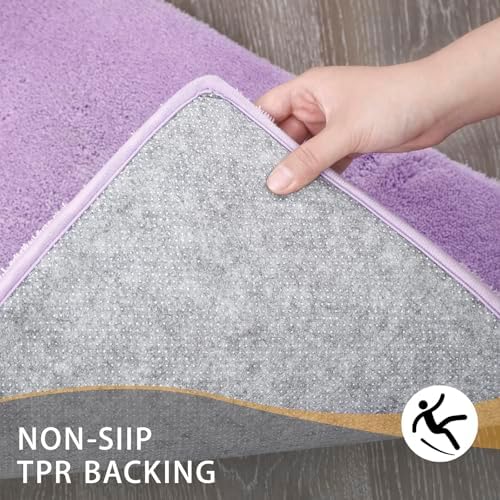 MINIDEAR Bathroom Rugs 24x17 Purple - Thick Memory Foam Bath Mat, Ultra Soft & Plush Fluffy, Non-Slip, Quick Dry, Absorbent Washable Floor Microfiber Mat for Tub, Home Decor Accessories