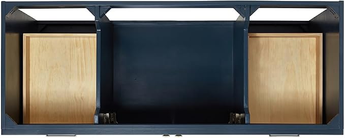 DKB Bradford 54" Midnight Blue Bathroom Vanity with Sink, 1.5" Italian Carrara Marble Countertop, Rectangular Undermount Sink, Solid Wood Frame, 2 Soft-Closing Doors, 4 Dovetail Drawers