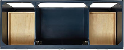 DKB Bradford 54" Midnight Blue Bathroom Vanity with Sink, 1.5" Italian Carrara Marble Countertop, Rectangular Undermount Sink, Solid Wood Frame, 2 Soft-Closing Doors, 4 Dovetail Drawers