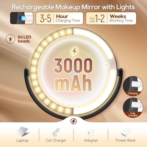 B Beauty Planet Vanity Mirror with Lights, Magnifying Makeup Mirror 30X/1X