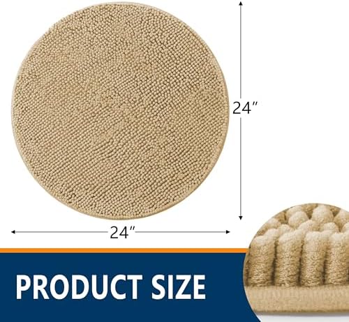 Smiry Round Bathroom Rugs 24X24, Chenille Extra Soft Absorbent Bath Mat