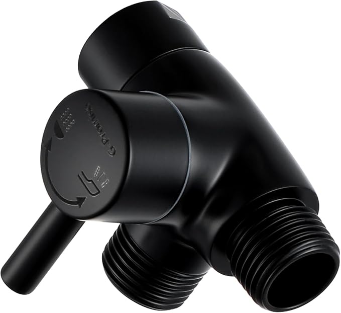 G-Promise Solid Metal 3-Way Shower Diverter Valve (Matte Black) | Smooth Knob Switch, Spray Separately or Both, Anti-Leak, Easy to Install, Standard Connections, Universal Replacement Part