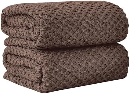 Great Bay Home Oversized Bath Sheets - 100% Cotton 2 Pack 68x35 Extra Large Towel - Absorbent, Durable, Quick-Dry Towels for Bathroom (Chocolate)