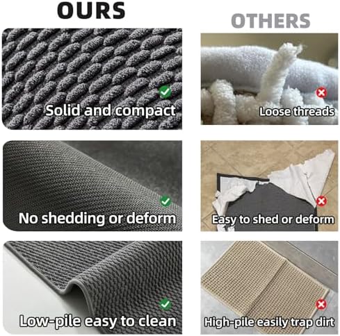 TYUU Bathroom Runner Rugs, Long Bath Mat Runner Washable Thin Quick Dry Low Pile Bathroom Runner Rugs Non Slip, Dark Grey 24"x70"