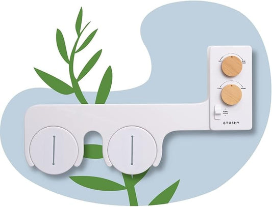 TUSHY Basic 2.0 Bidet Toilet Seat Attachment | Warm-Water Optional. Modern Sleek Design. Fresh Clean Water Sprayer (Non-Electric Self Cleaning Adjustable Nozzle), (White/Bamboo)