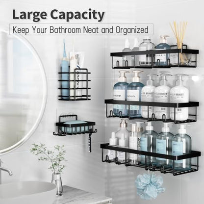 Liuoud Shower Caddy 5 Pack XL-Size Adhesive Stainless Steel Organizer