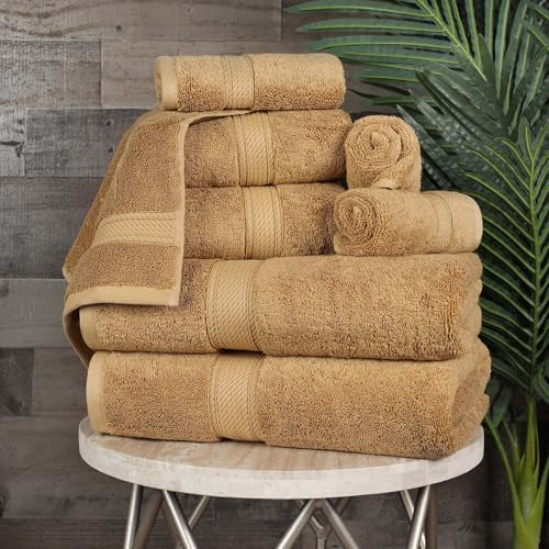 SUPERIOR Egyptian Cotton Ultra Plush & Absorbent, 8 Piece Set, Toast